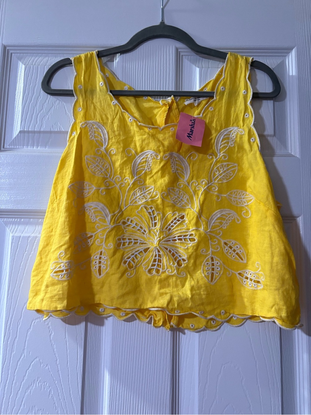 Christian Siriano Yellow Embroidered Camisole